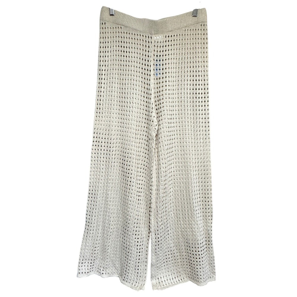 Cha Cha Crochet Mesh Pants Women XL Wide Leg Open Knit Beach Resort Festival NEW